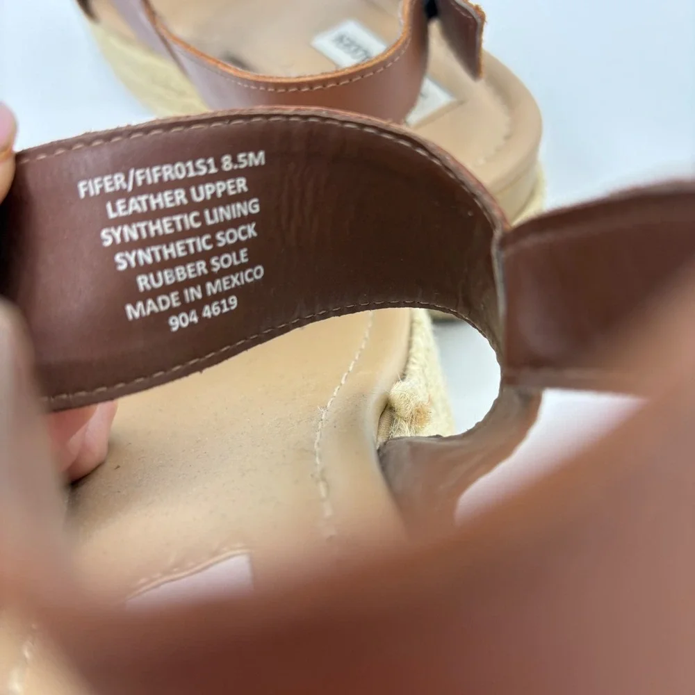 Steve Madden Platform Espadrille Sandals Brown Ankle Strap Summer Shoes size 8.5